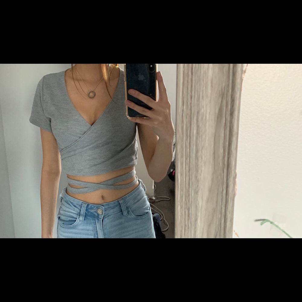 Cropped wrap shirt